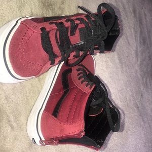 Toddler size Maroon Vans. Size11. Zipper in back.